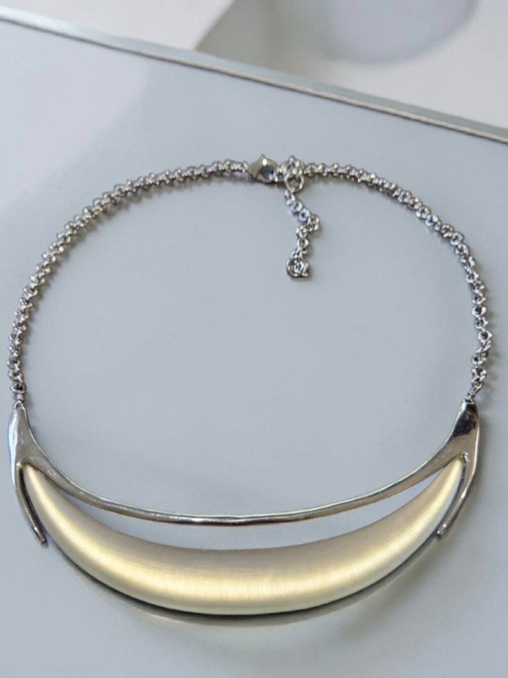 Classic ALEXIS BITTAR Silver Carved Lucite Necklace